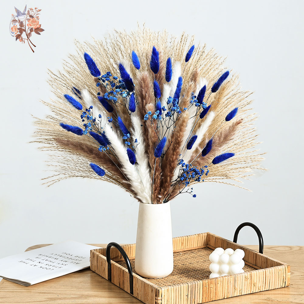 Dried Flower Bulk - 70 Kök Mavi Kabarık Tavşan Kuyruğu