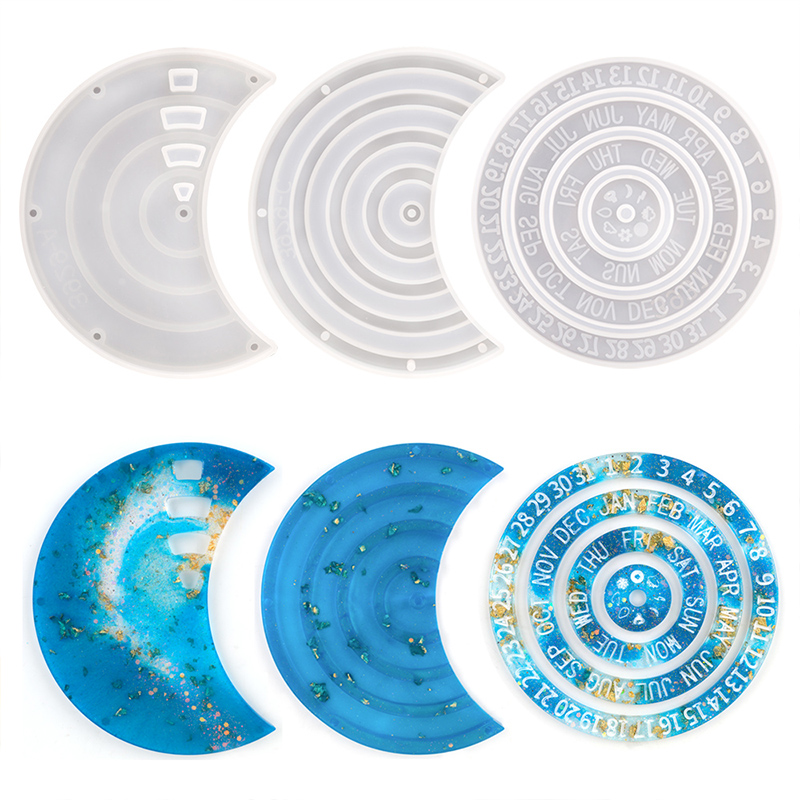 Resin Ocean Wave Mold - Yeni stil dönebilen ay şekli takvim