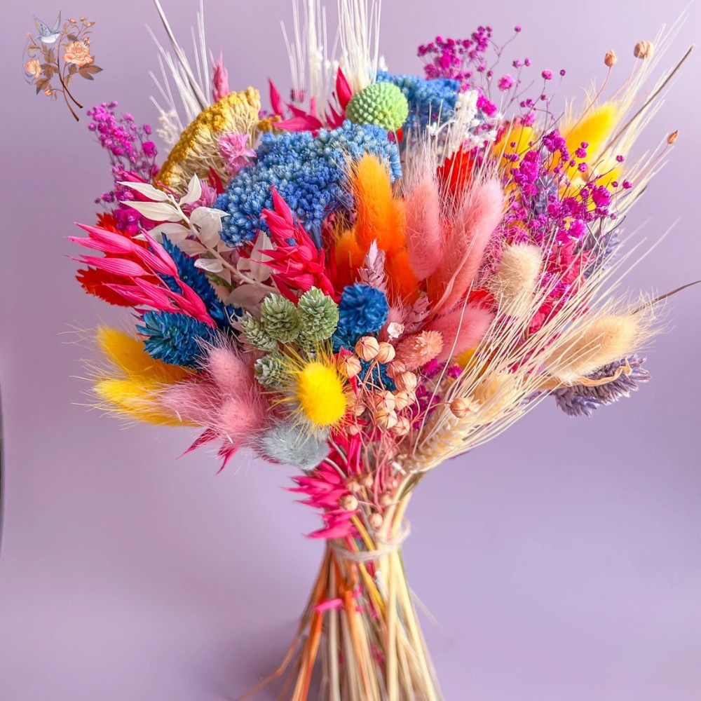 Dried Flower Bulk - Renkli Kurutulmuş Çiçekler Gelin Buketi Korunmuş