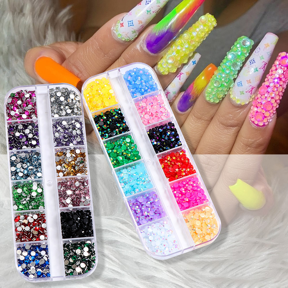 Resin Glitter Pack - 2400 adet 2mm AB Jöle Rhinestones