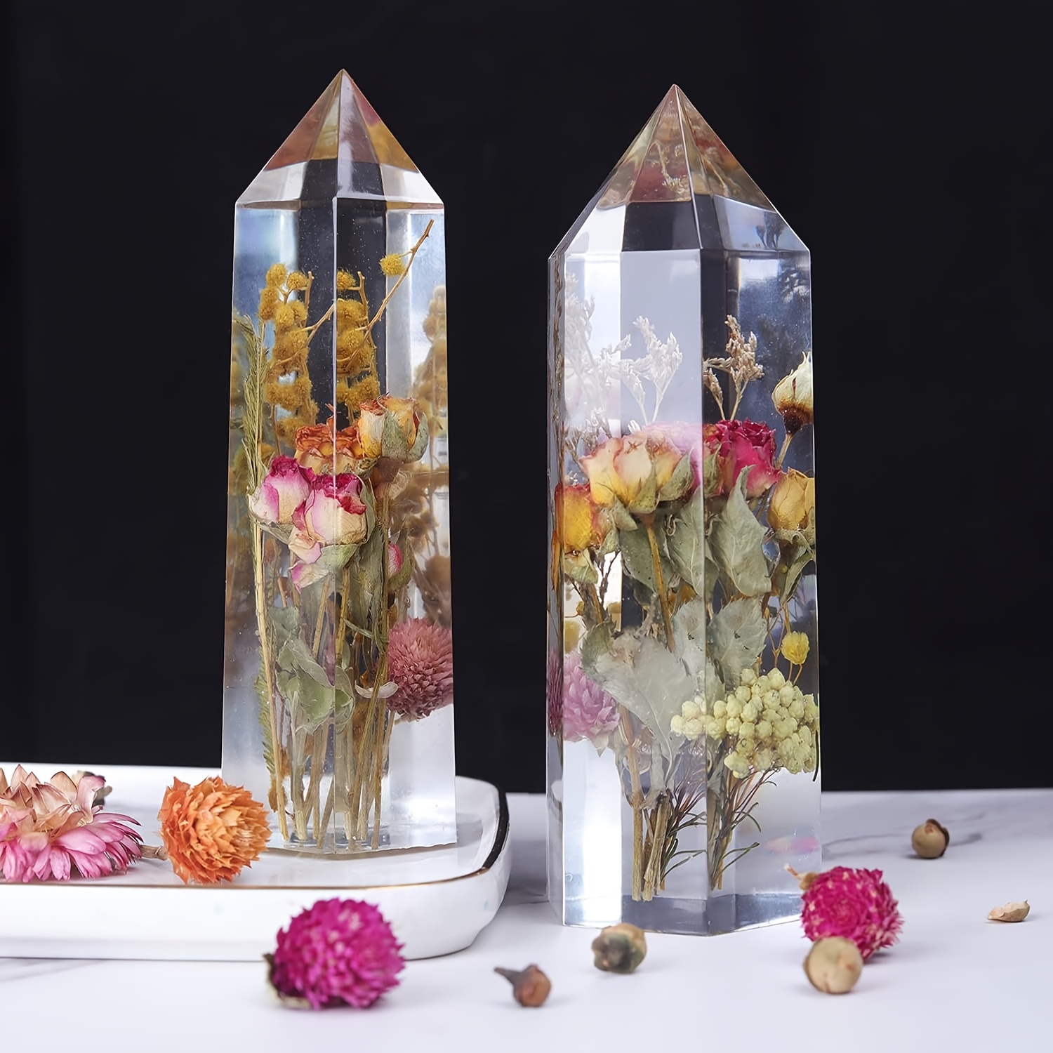 1 adet kristal kule reçine sil - Flower Preservation Resin incelemesi ve fiyatı