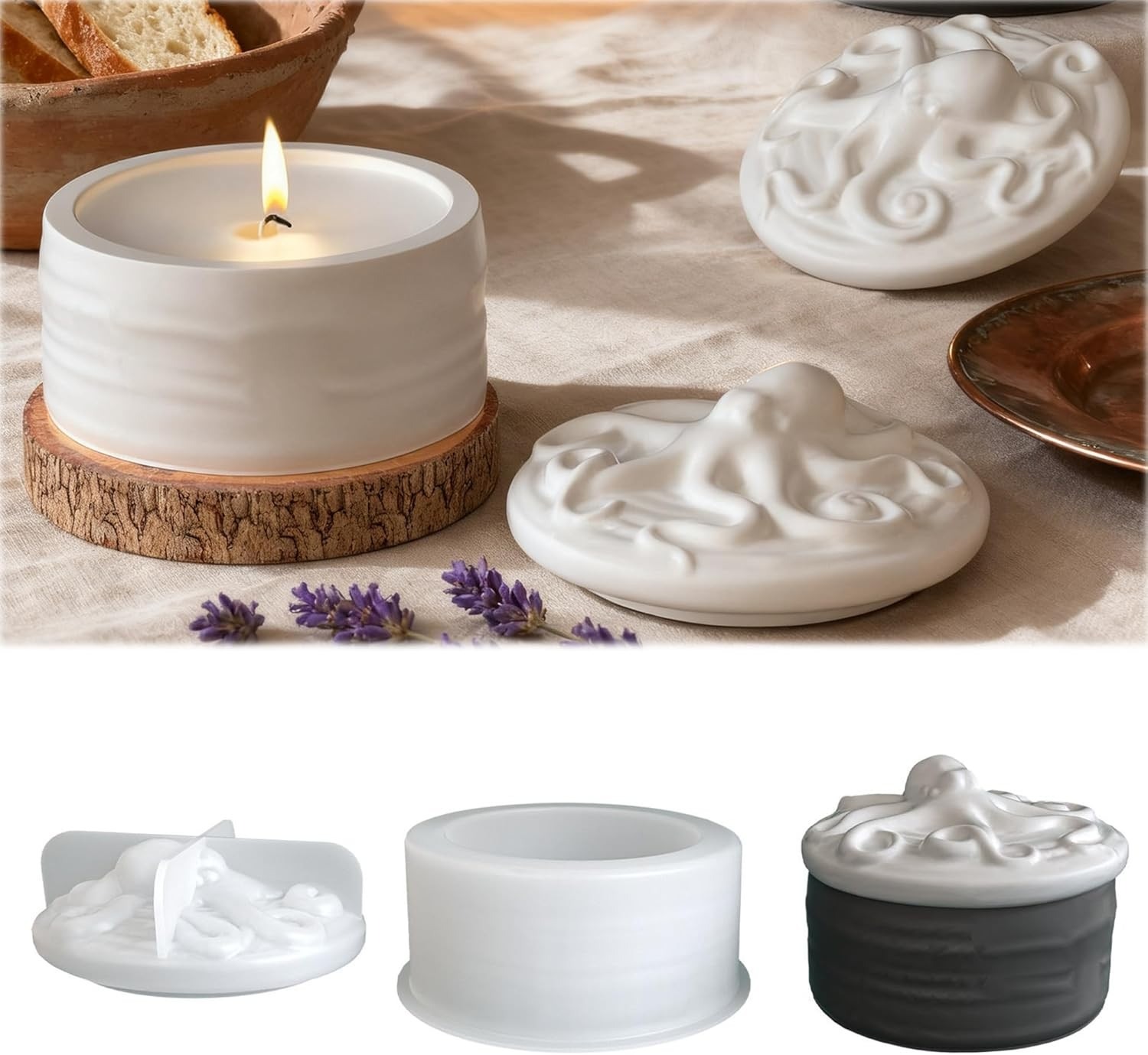 Ahtapot Kapaklı Mum Kavanozu S - Resin Ocean Wave Mold incelemesi ve fiyatı